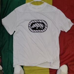 White Graphic Tee with Black Design